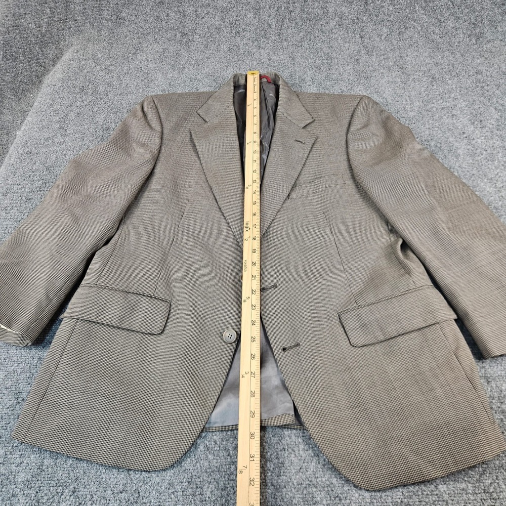 Jos A Bank Executive Collection Mens Tan Brown Houndstooth Wool Blazer Jacket - Picture 3 of 8
